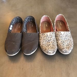 Toms slip ons, both pairs